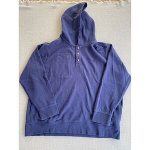 Polo Ralph Lauren Hoodie Mens XXL Blue Snap Neck Zip Pocket Pullover Sweatshirt